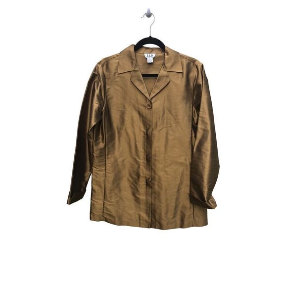 S.L.B. Vintage Gold Silk Jacket Size 10 - Picture 1 of 3